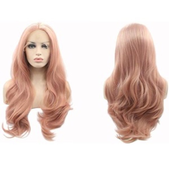 Pink Long Curly Lace Front Wigs